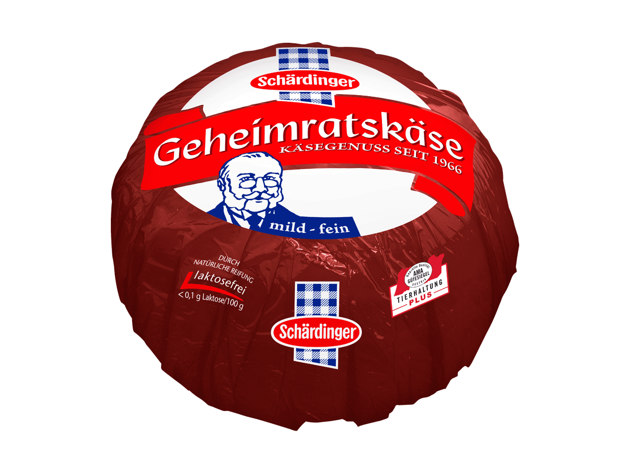 Schärdinger Geheimratskäse, mild-fein, laktosefrei, mit AMA Gütesiegel und Tierhaltung Plus.