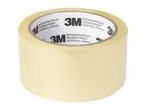 A roll of clear packing tape with company information printed on the core.