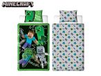 Minecraft duvet cover and pillowcase sets with characters and 'Survival Mode' text.