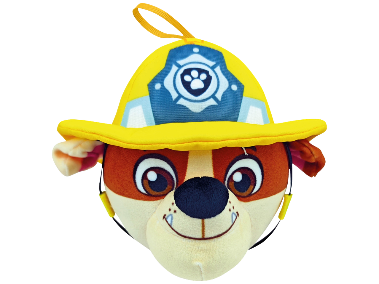 Rubble knuffel in brandweerhelm, onderdeel van een verrassingsbal.