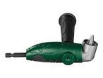 Green and black right-angle drill attachment with a hex bit
