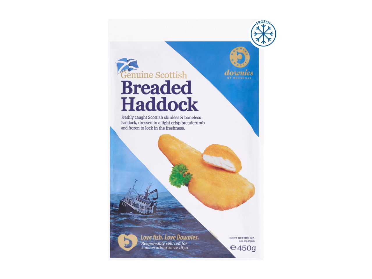 Downies of Whitehills Breaded Haddock 450g