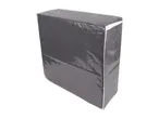 A rectangular black storage bag with white trim, isolated on a white background.