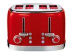 Red four-slice toaster with chrome accents