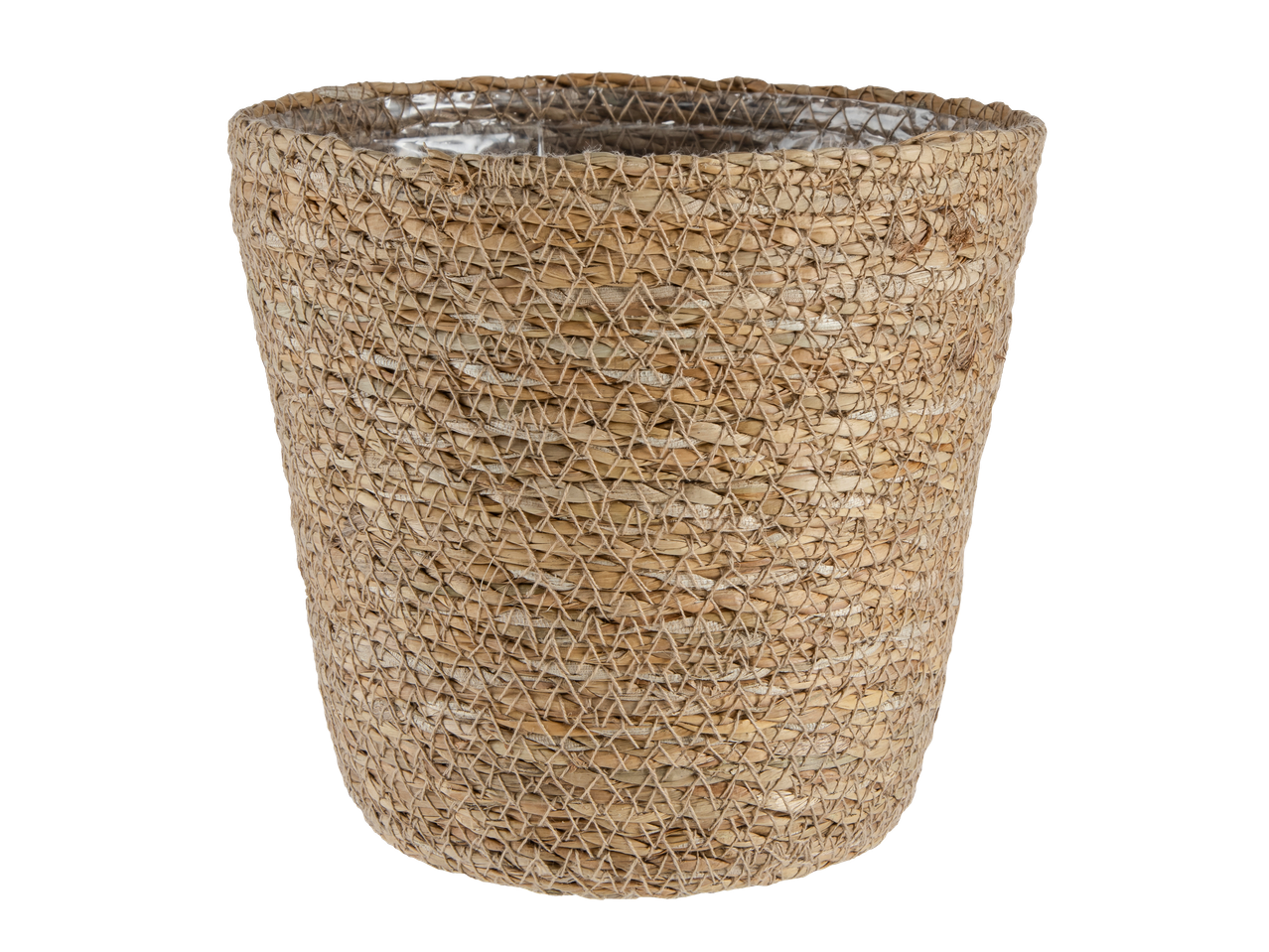 Vaso de planta de erva marinha trançada com forro transparente