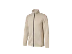 Beige zip-up fleece jacket.