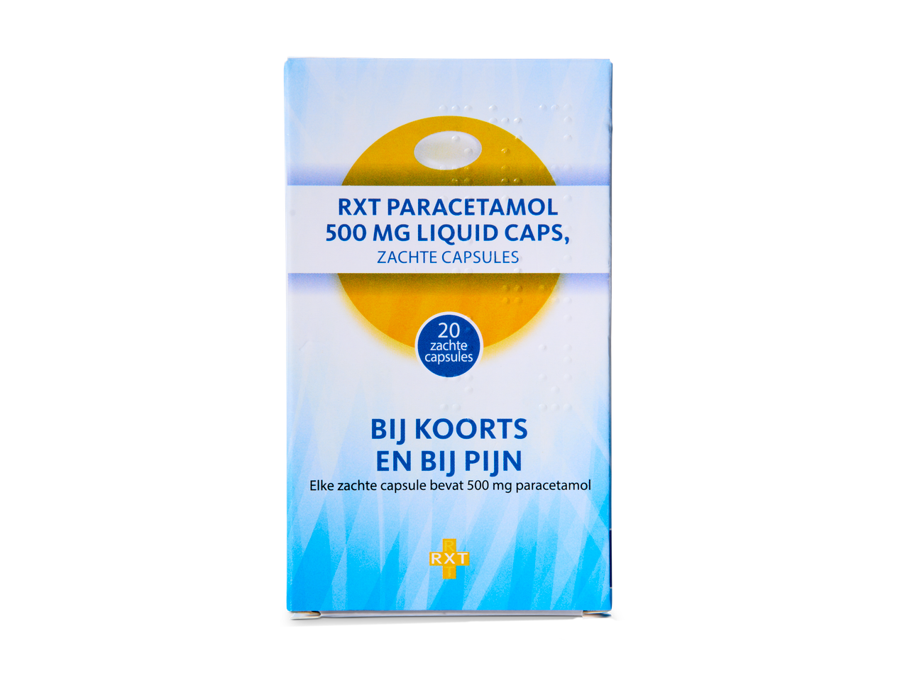 RXT Paracetamol 500 mg vloeibare capsules tegen koorts en pijn.