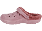 Esmara pink fur-lined clogs with ventilation holes and a back strap.