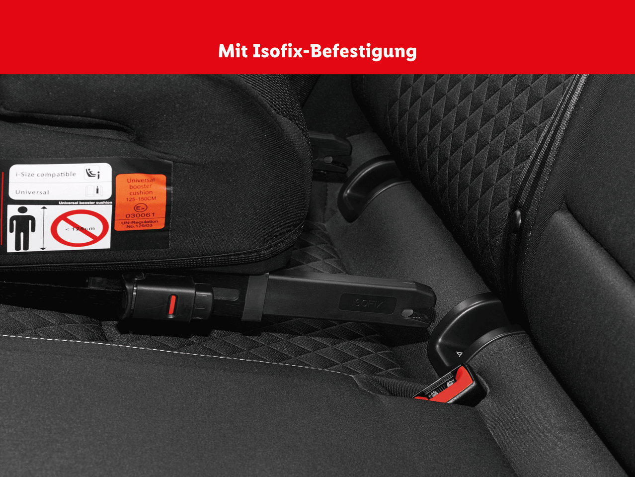 Kindersitz mit Isofix-Befestigung im Auto.