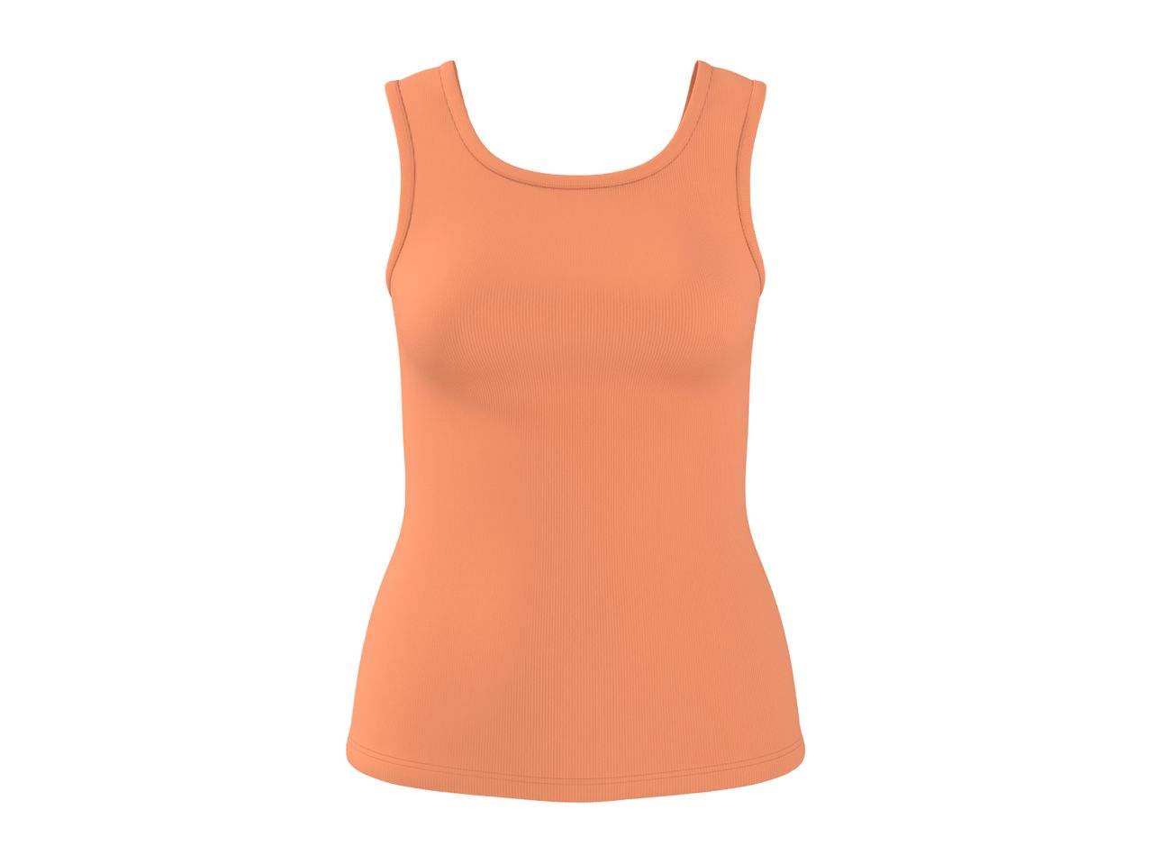 Orange ribbed tank top with a scoop neck