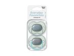 Two pacifiers in a clear package, labeled 'Everyday Favourites Ultimate Fit 18-36m'