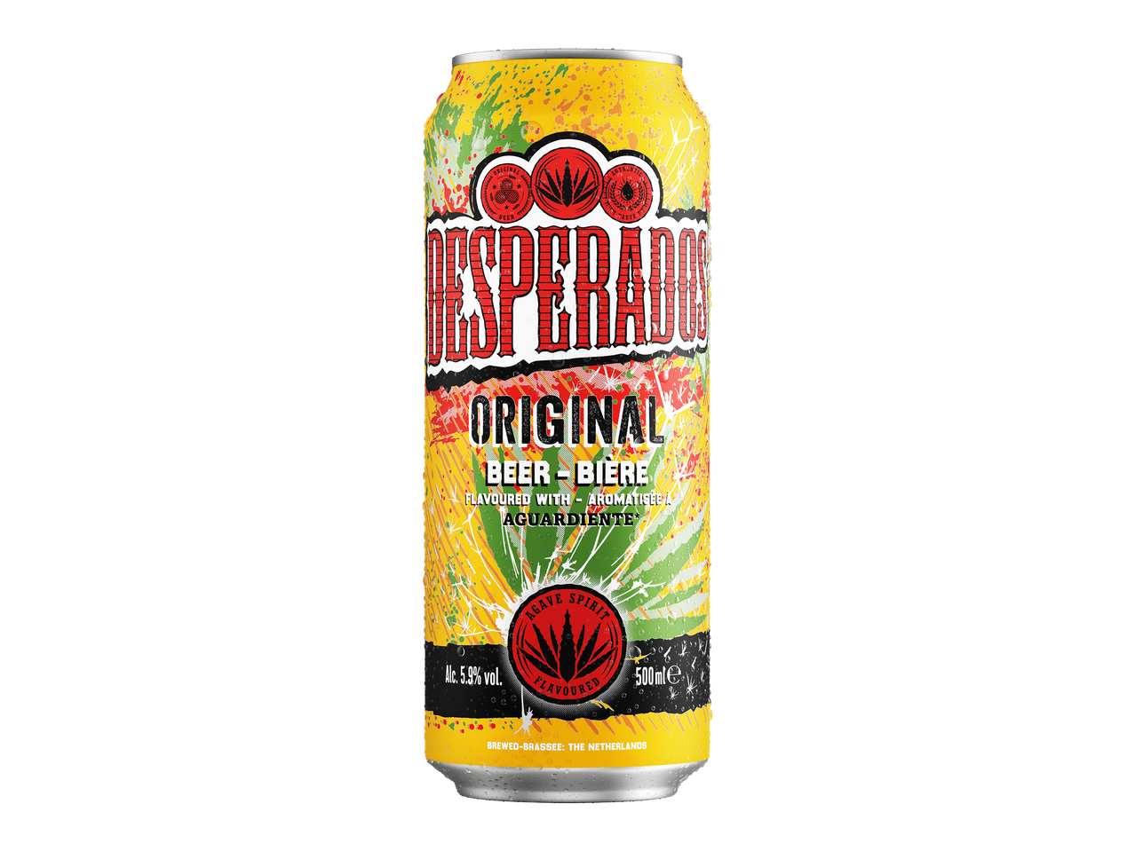 Lata de cerveja com sabor a aguardente de agave, 500ml, 5.9% vol.