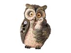 Decorative owl figurine with a baby owl, featuring intricate details and earthy tones.