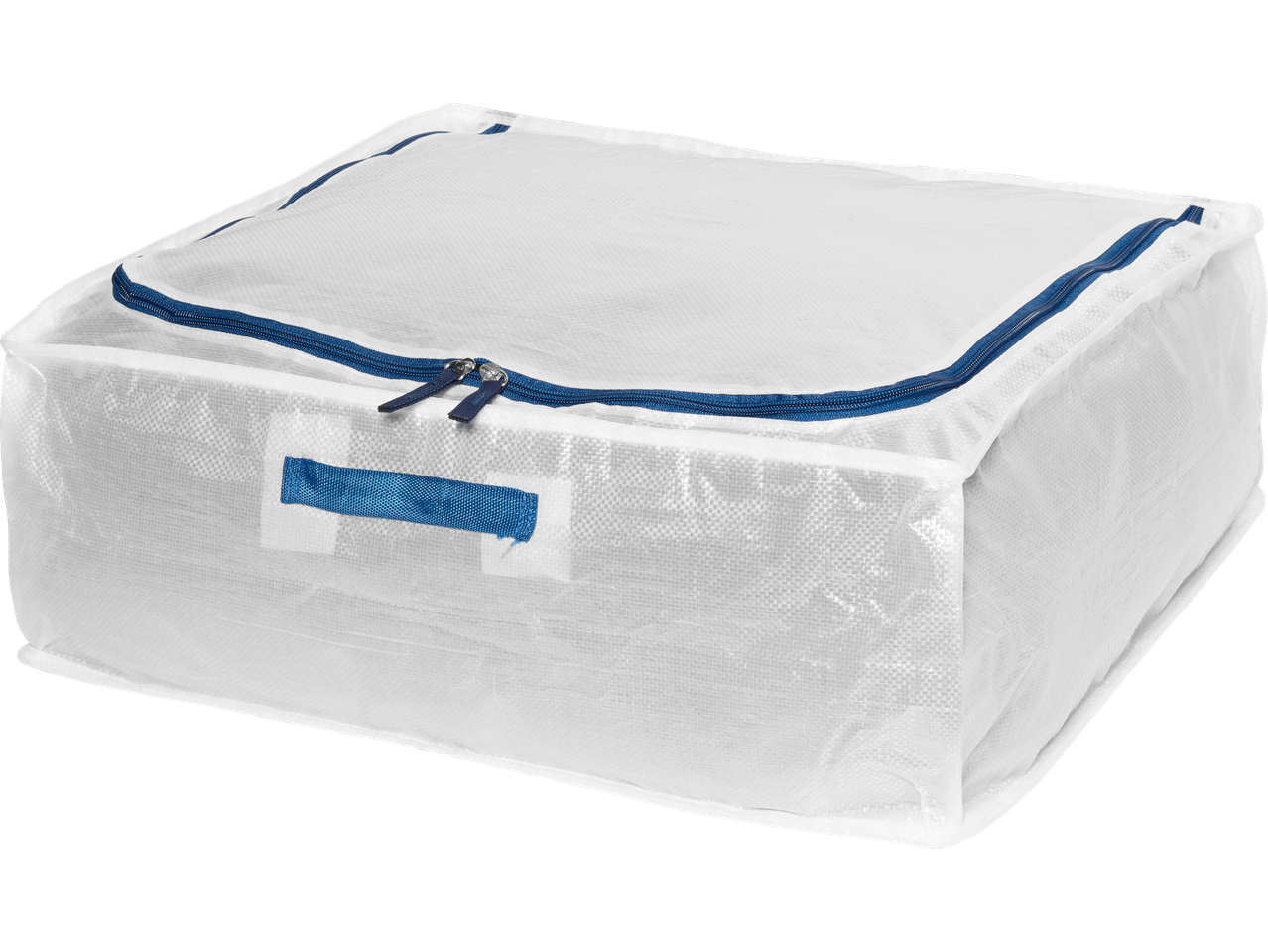 Saco de arrumação W5 branco com fecho azul e alça