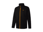 Schwarze Herren-Fleecejacke mit orangefarbenem Reißverschluss.