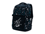 Mochila CRELANDO com estampa refletora de skate e skatista.
