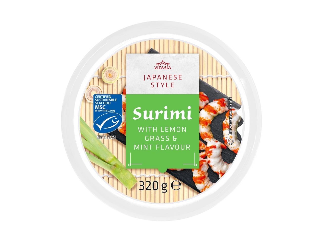 Japán stílusú surimi citromfű és menta ízesítéssel, 320g.