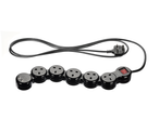 Black multi-plug extension lead with USB ports.