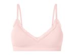 Light pink ribbed bralette with lace trim