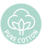 Pure Cotton seal with a cotton plant icon.