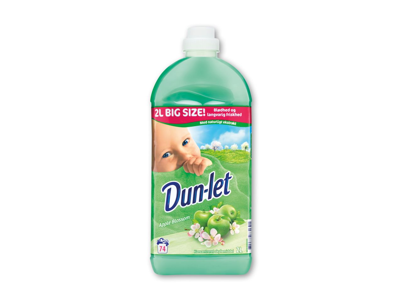 Dun-let vaskemiddel, 2L flaske med æbleblomst duft.