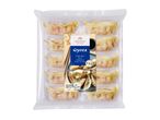 Pack of Japanese-style gyoza dumplings with cabbage and pork filling.