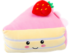 Plush Foodies cake slice with a strawberry on top and a cute face