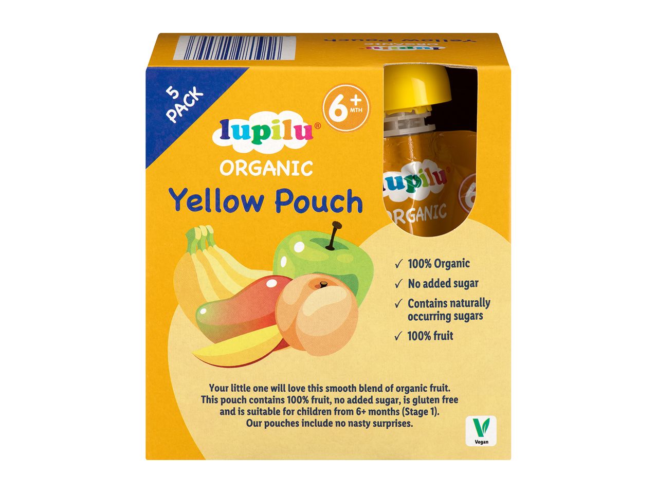 Go to full screen view: Lupilu Organic Baby Green and Yellow Pouch - Image 1