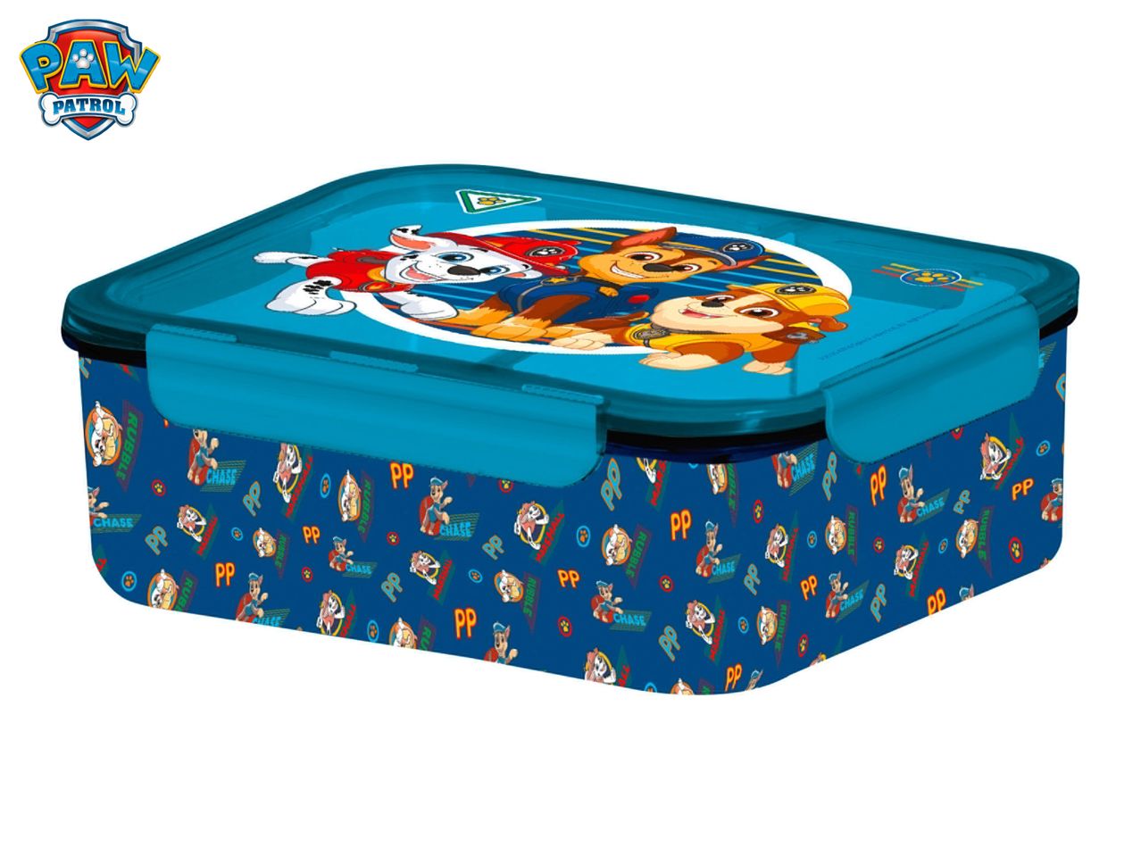 Paw Patrol lunchbox featuring Chase and Marshall.