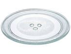 Стъклена въртяща се тава за микровълнова фурна с надпис „FOR MICROWAVE OVEN ONLY“.