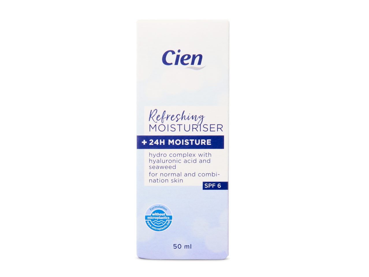 Cien hydraterende crème, 24 uur hydratatie, hyaluronzuur en zeewier, SPF 6.