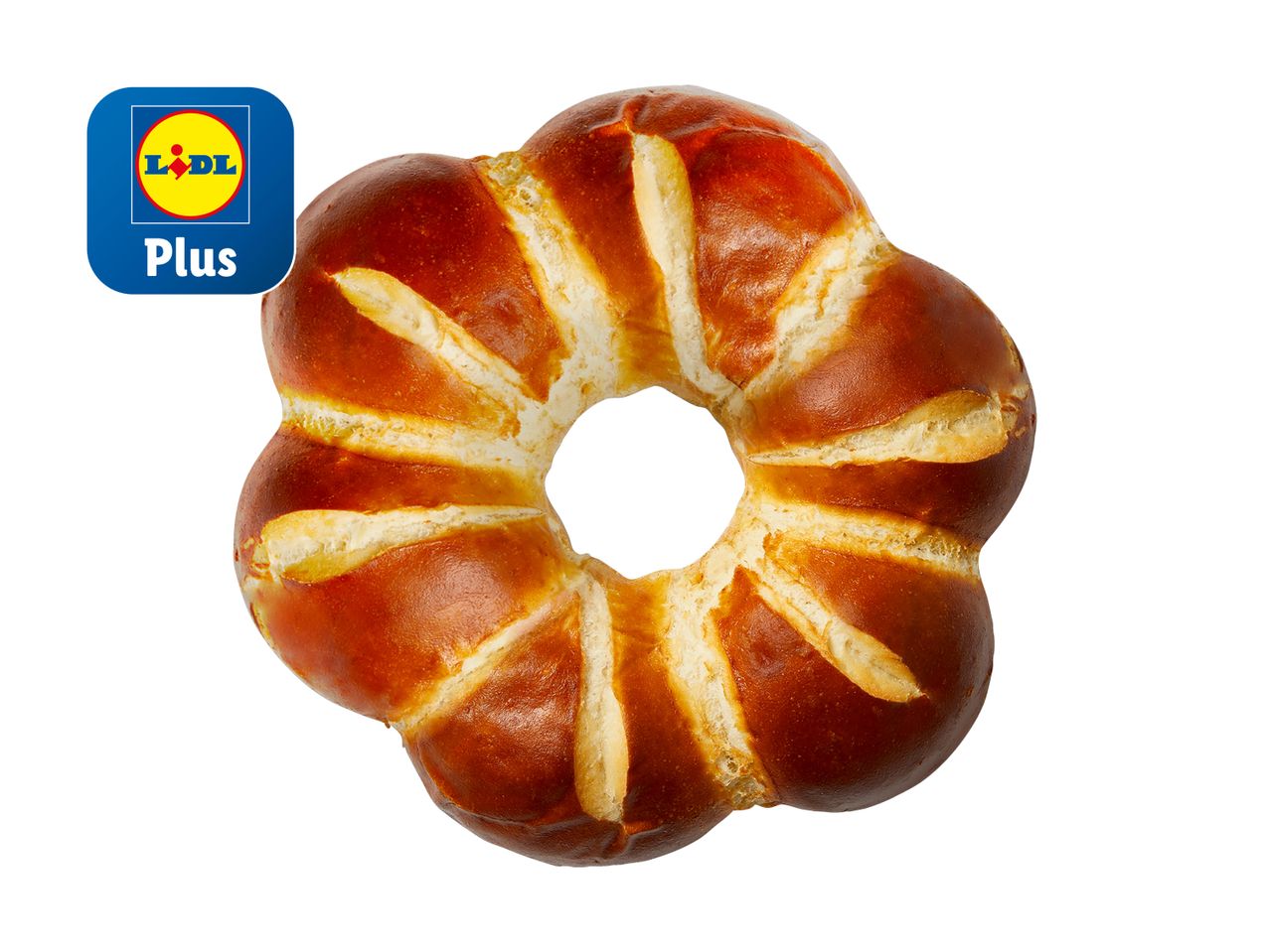 Ein blütenförmiges Brot, ein Produkt von Lidl Plus.