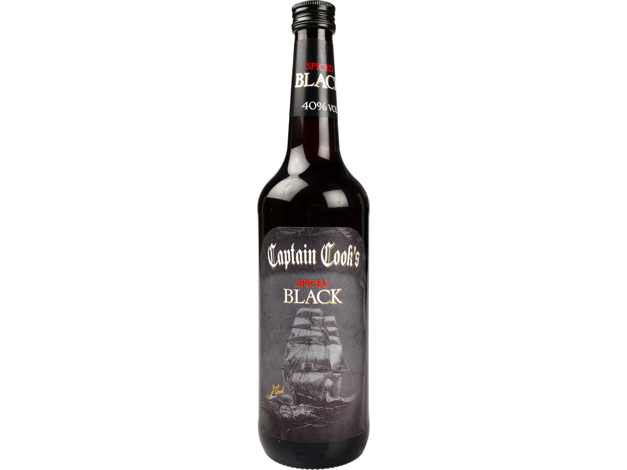 Sticla de rom Captain Cook's Spiced Black.