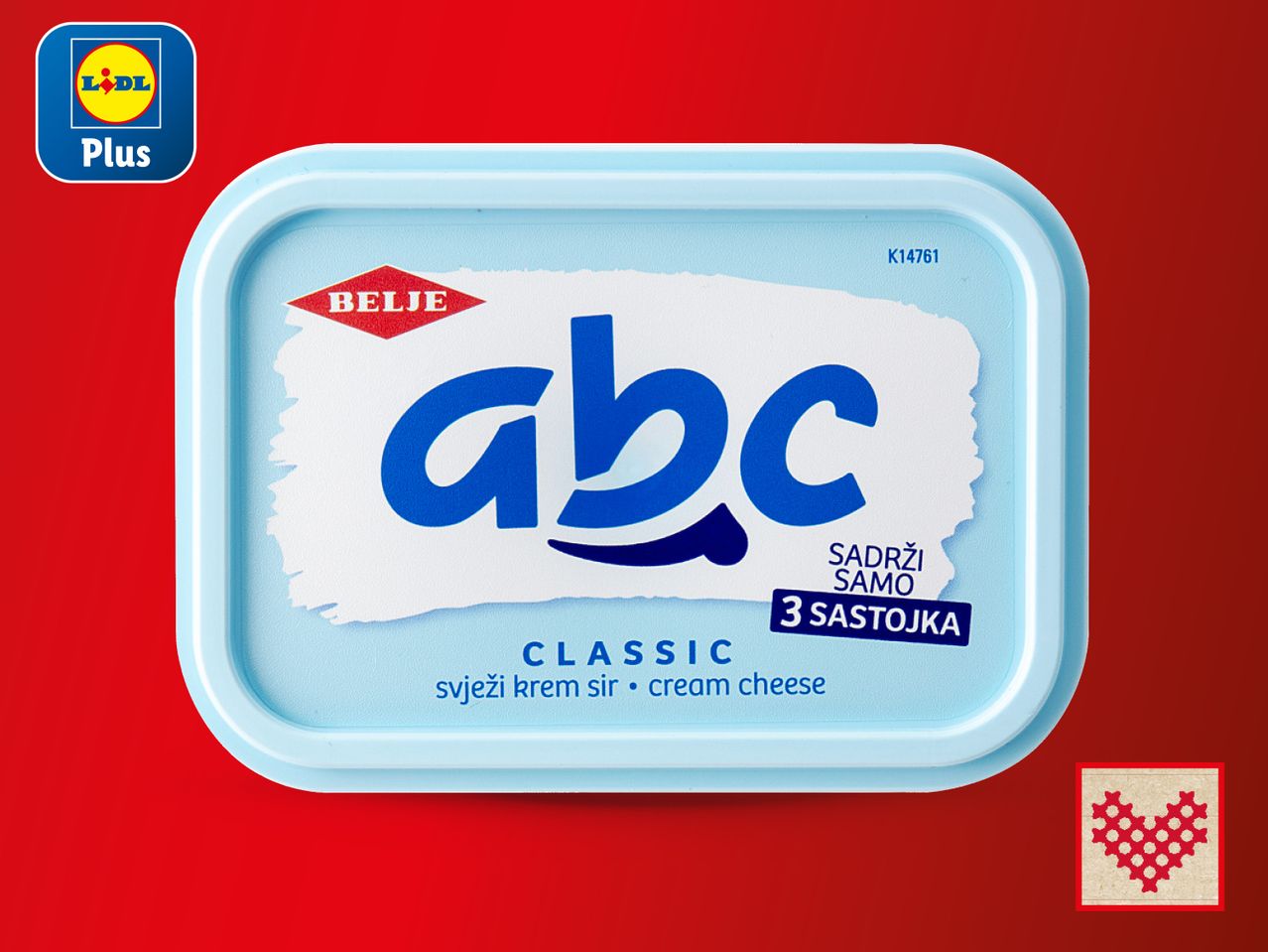 Klasični ABC margarin u plavoj posudici.