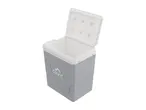A grey Crivit cooler with its lid open, showcasing its interior space.