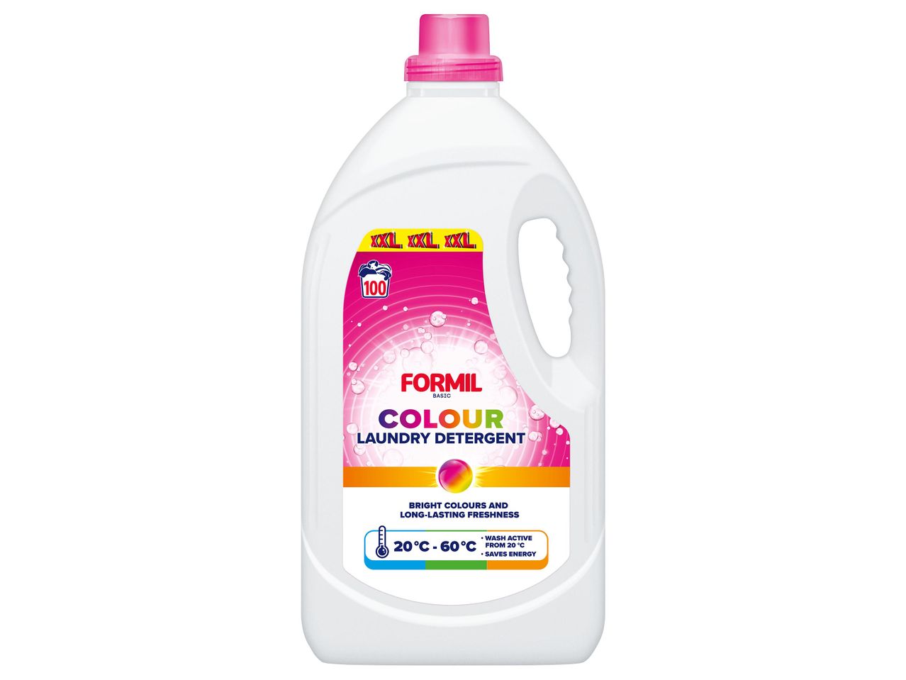 Formil Colour folyékony mosószer, 100 mosáshoz, élénk színekhez és hosszan tartó frissességhez.