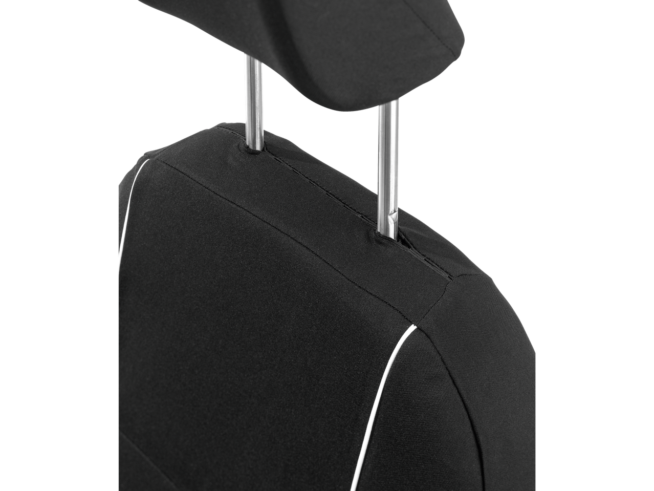 Black car seat cover with headrest.