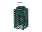 Green metal solar lantern, decorative.
