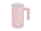 Ein rosa Milchaufschäumer von Silvercrest mit Glasdeckel.