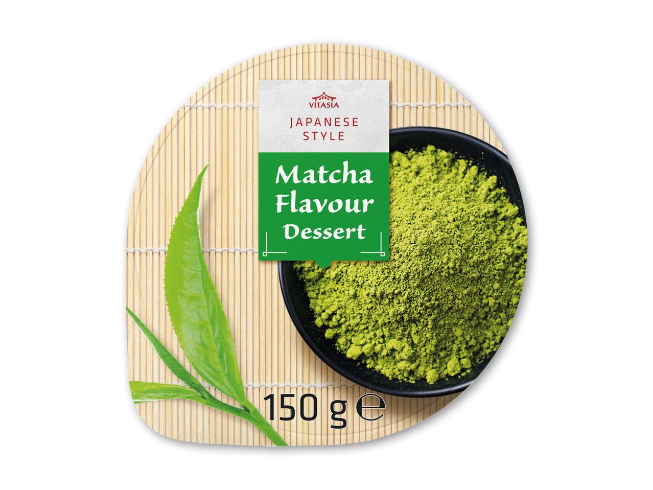 Matcha-dessert i japansk stil med grønt pulver og teblade, 150 g