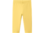 Leggings Capri LUPILU amarelo claro, com cós elástico e costuras visíveis.