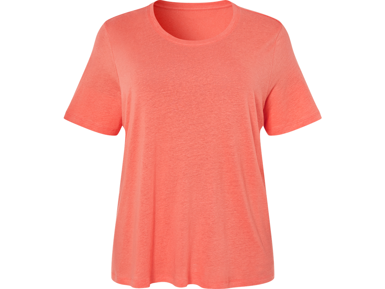 Ženska lanena majica s kratkimi rokavi ESMARA v koralni barvi.