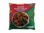 Freshona Mixed Vegetables, frozen, with carrots, peas, and green beans.