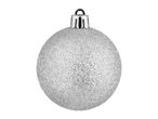 Silver glitter Christmas bauble with a metallic cap