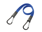 Blue bungee cord with metal carabiners.