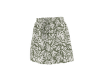 Minissaia ESMARA com estampa floral branca sobre fundo verde-oliva