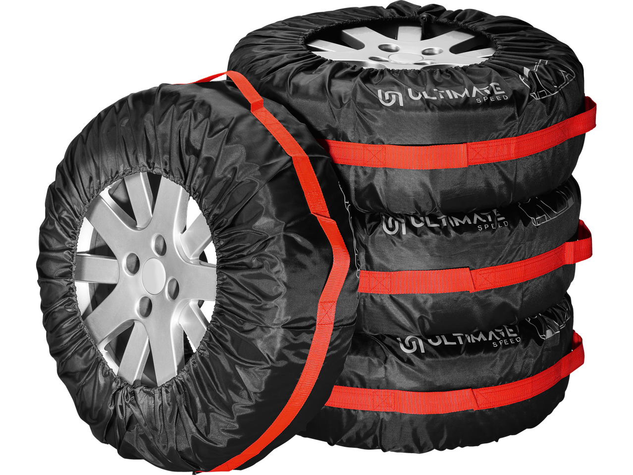 ULTIMATE SPEED padangų užvalkalų komplektas su raudonais dirželiais