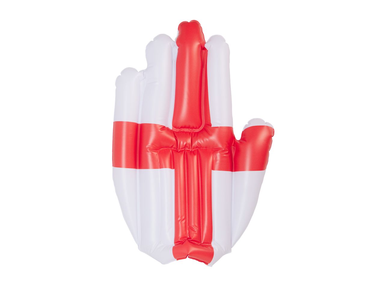 Inflatable hand in the colors of the English flag