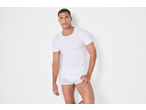 Man wearing a white esmara® fine-ribbed undershirt and white briefs.