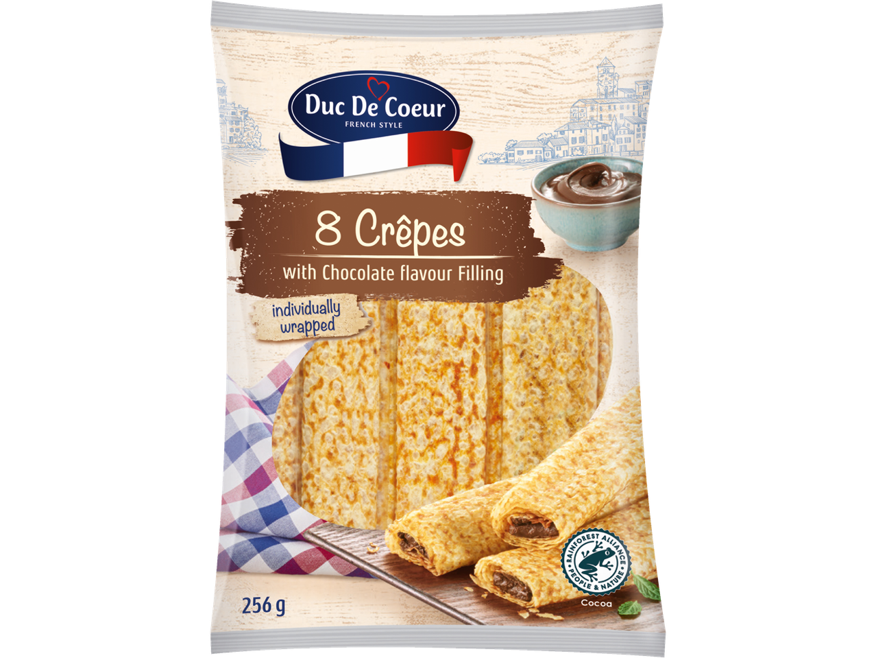 8 Duc De Coeur crêpes met chocolade vulling.